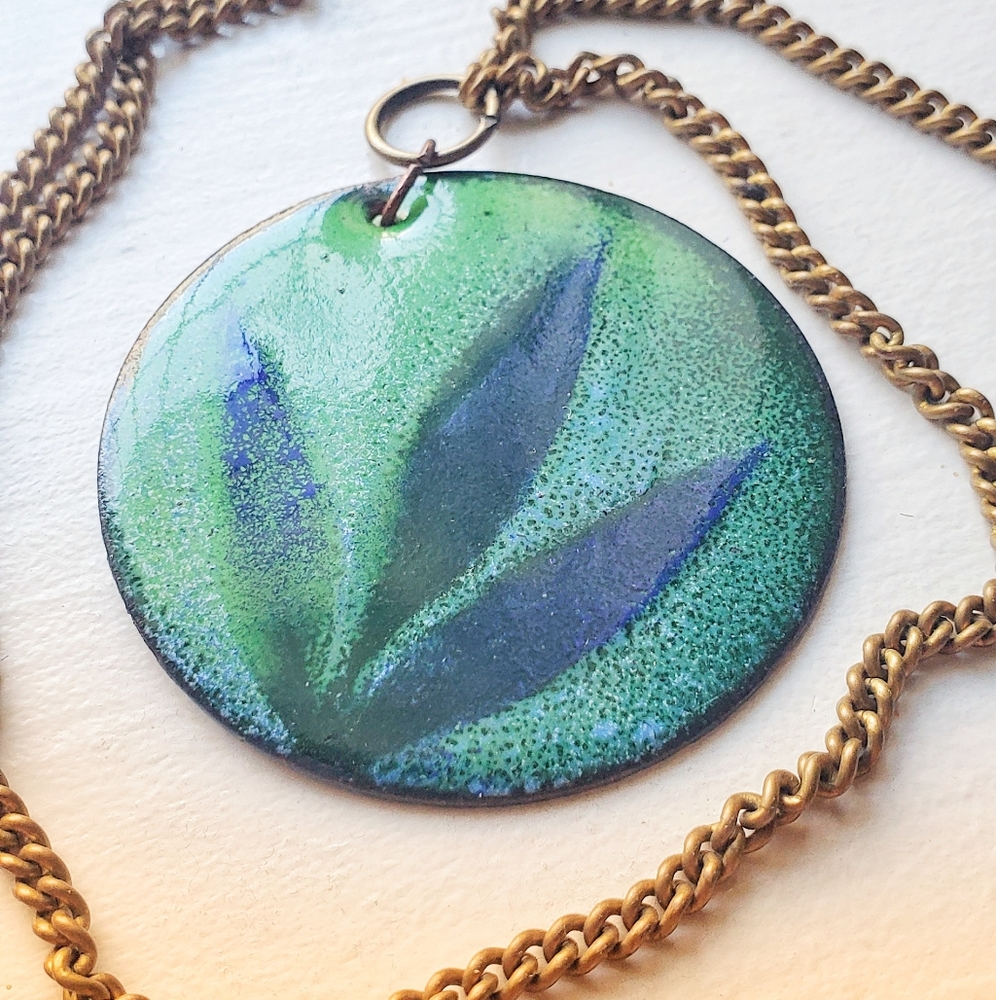 Handmade vintage fern pendant necklace